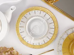Komplet do kawy na 6 osób (18 el.) Ćmielów - Jenny Solaris White - Gold