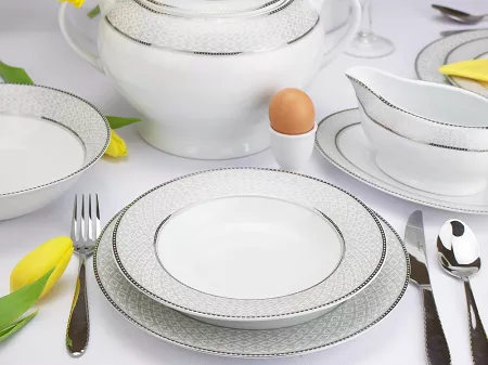 Serwis obiadowy na 6 osób (24 el.) Bogucice - Moza Platin 1132