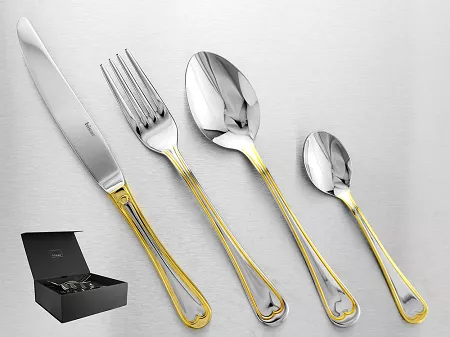 Komplet sztućców 65 cz. na 12 osób Hisar - Topkapi Gold (3.0/2.5 mm) złocone