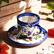 Filiżanka ze spodkiem do espresso 0,11 L / 12,5 cm Bolesławiec - Maki Smolińskiej gat. I