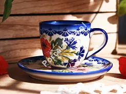 Filiżanka ze spodkiem do espresso 0,11 L / 12,5 cm Bolesławiec - Maki Smolińskiej