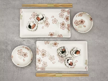 Zestaw do sushi dla 2 osób (4 el.) z pałeczkami Tokyo Design Studio - Sakura White 33758