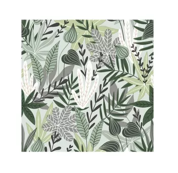 Serwetki 33 x 33 cm (20szt) Polmak - Daisy zielone liście 55.SD-OG-040101