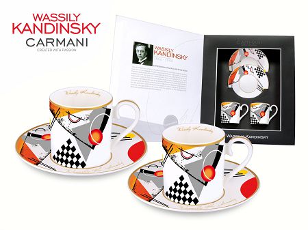 Komplet 2 filiżanek ze spodkiem mocca Carmani - Wassily Kandinsky Orange 33.046-0108