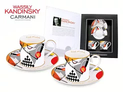 Komplet 2 filiżanek ze spodkiem mocca Carmani - Wassily Kandinsky Orange 33.046-0108