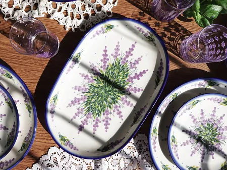 Półmisek owalny 33 cm Bolesławiec - Lawendowy Zakątek