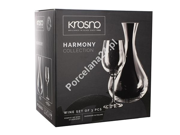 Kpl. do wina 450 ml (2 szt.) + karafka 1,6 L (1 szt.) Krosno  - Harmony 0895 Kpl. do wina 450 ml (2 szt.) + karafka 1,6 L (1 szt.) Krosno  - Harmony 0895