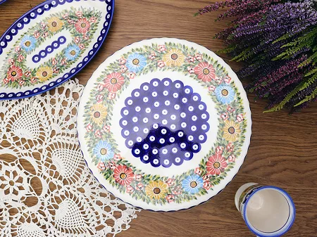 Patera na nodze 27 cm Bolesławiec - Rajska Łąka gat. I