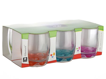 Komplet szklanek 6 szt 250 ml Glasmark - malowane dno mix kolorów 4G.68-8011-N250-5082