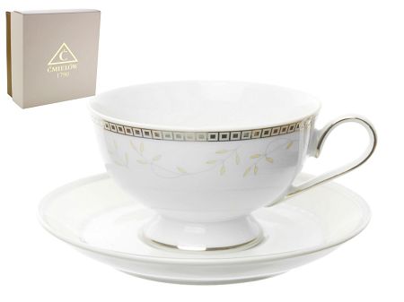 Filiżanka ze spodkiem do herbaty 0,22 L / 14,5 cm Ćmielów - Astra B601 MARZENIE PLATYNOWE Gift Box