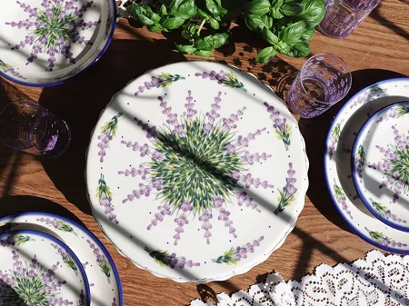 Patera na nodze 27 cm Bolesławiec - Lawendowy Zakątek