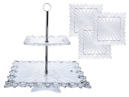Komplet etażerka + 6 szt. talerzy deserowych 18,5 cm Bohemia - PIERCE 4SB.PI.808127