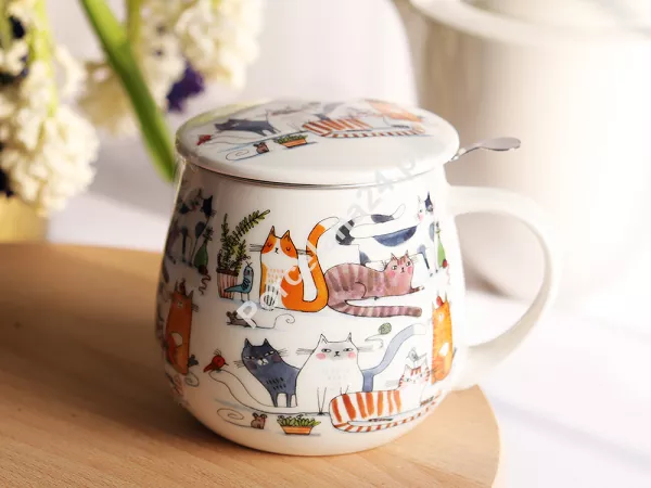 Kubek baryłka z zaparzaczem 0,43 L Duo - Leniwe koty 15.LEK.KZ43 Kubek baryłka z zaparzaczem 0,43 L Duo - Leniwe koty 15.LEK.KZ43