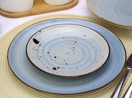 Komplet talerzy na 6 osób (18 el.) Kera Ceramika - Still Rustic Niebieski