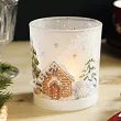 Świecznik szklany 10 cm Altom Design - Świąteczne Miasteczko biały 07.CHR.1633