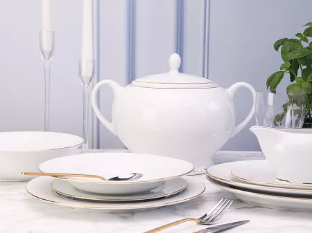 Serwis obiadowy na 12 osób (42 el.) Bogucice - Lolita Gold 1162