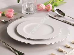Komplet talerzy na 6 osób (18 el.) Chodzież - Yvonne 9718 PLATYNOWA LINIA
