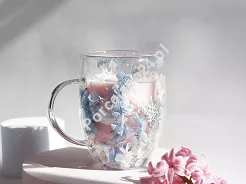Szklanka termiczna z podwójną ścianką 0,3 L Ecarla - Hortensja Botanic Blue 20.SZK206