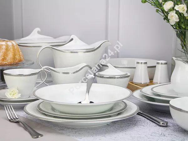 Serwis obiadowo - herbaciany na 12 osób (85 el.) Bogucice - Antonio Platin Plus 1170 Serwis obiadowo - herbaciany na 12 osób (85 el.) Bogucice - Antonio Platin Plus 1170