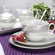 Serwis obiadowo - herbaciany na 12 osób (110 el) Chodzież - Yvonne E520 LINEA PLATYNOWA