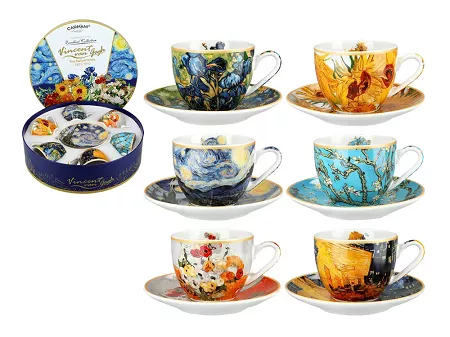 Kpl. filiżanek ze spodkiem do espresso 0,8L w opakowaniu (6 szt.) Carmani - Vincent van Gogh 33.532-8405