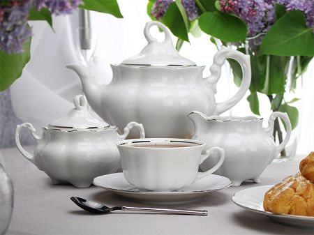 Garnitur do herbaty na 12 osób (39 el.) Ćmielów  - Bolero 3605 Platynowa Linia