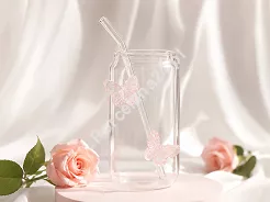 Szklanka ze słomką 500 ml Ecarla - Butterfly 20.SZK163