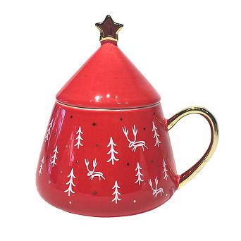 Kubek z pokrywką 0,3 L Altom Design - Choinka Czerwona 07.CHR.2072