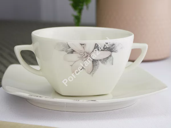 Kpl. bulionówek ze spodkiem 0,35 L (6 szt) - Hiruni WA-143 MAGNOLIA Ecru Kpl. bulionówek ze spodkiem 0,35 L (6 szt) - Hiruni WA-143 MAGNOLIA Ecru