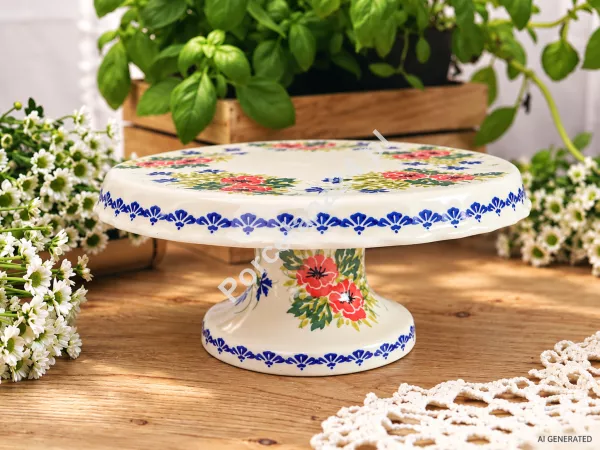 Patera na nodze 27 cm Bolesławiec - Maki Smolińskiej gat.I Patera na nodze 27 cm Bolesławiec - Maki Smolińskiej gat.I