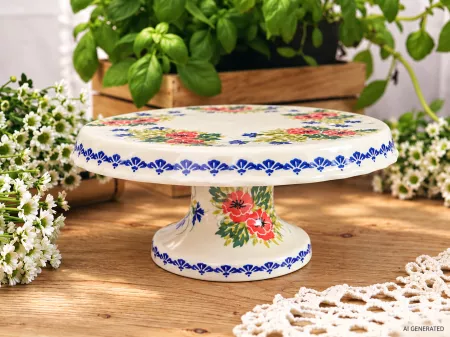 Patera na nodze 27 cm Bolesławiec - Maki Smolińskiej gat.I