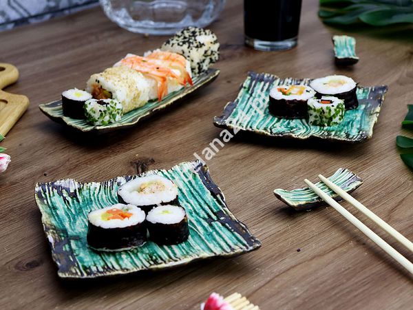 Komplet do sushi dla 2 osób (5 el.) Kera Ceramika - Moku Cristall Szmaragd Komplet do sushi dla 2 osób (5 el.) Kera Ceramika - Moku Cristall Szmaragd