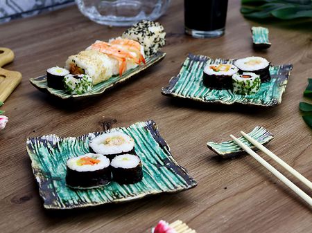 Komplet do sushi dla 2 osób (5 el.) Kera Ceramika - Moku Cristall Szmaragd