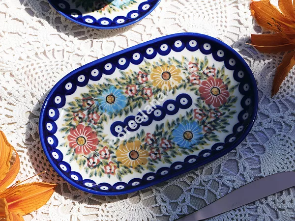 Półmisek owalny 24 cm Bolesławiec - Rajska Łąka gat. I Półmisek owalny 24 cm Bolesławiec - Rajska Łąka gat. I