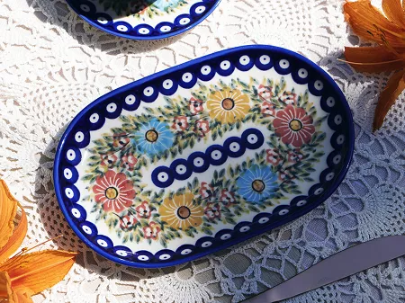 Półmisek owalny 24 cm Bolesławiec - Rajska Łąka gat. I