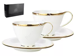 Komplet 2 filiżanek ze spodkiem (4 el.) Bogucice - Cleopatra Gold Plus 1175