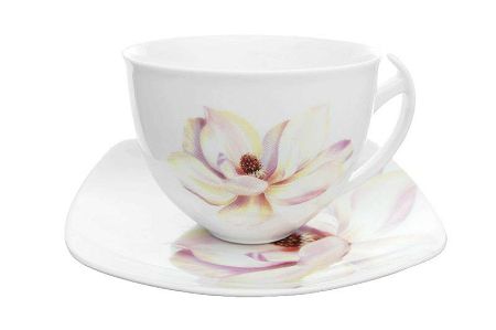 Filiżanka ze spodkiem 0,45 L / 17,5 cm Chodzież - Akcent E604 PEONIA