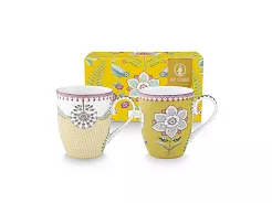 Komplet 2 kubków 0,35 L Pip Studio - Lily & Lotus Yellow 51.L&LY.002.579