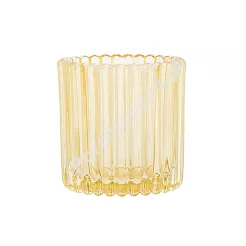 Świecznik szklany prążkowany 8,5 cm x 8,5 cm x 9 cm Altom Design - Żółty 07.SW.1599