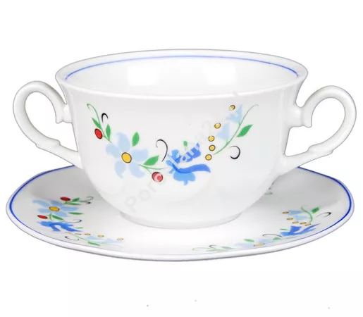 Bulionówka ze spodkiem 0,3 L / 16 cm Lubiana - Jastra 115 - wzór KASZUBSKI Bulionówka ze spodkiem 0,3 L / 16 cm Lubiana - Jastra 115 - wzór KASZUBSKI