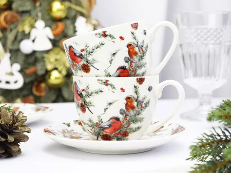 Komplet filiżanek ze spodkami 0,25 l / 15,3 cm (2 szt.)  Duo - Christmas Birds 1 15.CHBI1.K2FS