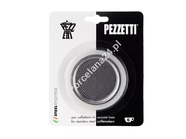 Kpl. 2 uszczelek + sitko do kawiarki stalowej 6 x 50 ml Pezzetti - 1.KA-1348 Kpl. 2 uszczelek + sitko do kawiarki stalowej 6 x 50 ml Pezzetti - 1.KA-1348