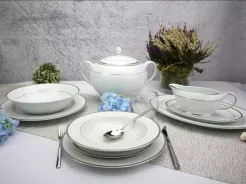 Serwis obiadowy na 6 osób (19 el.) Bogucice - New Hollis Platin 883F WYPRZEDAŻ (W1052)
