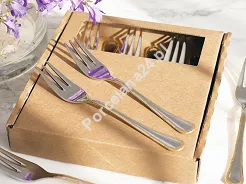 Komplet 6 widelczyków do ciasta 15,1 cm Pintinox 1929 - Filet (2.5 mm) złocony GIFT BOX