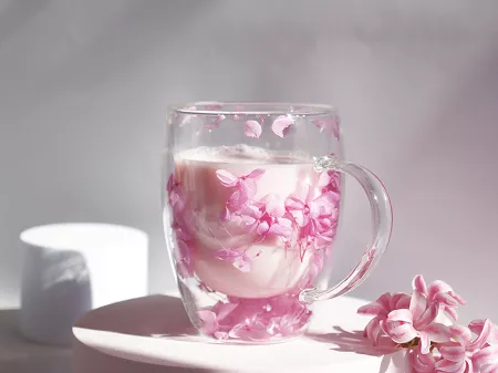 Szklanka termiczna z podwójną ścianką 0,3 L Ecarla - Hortensja Bloom Rose 20.SZK77