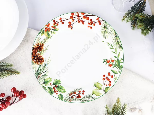 Talerz płytki (patera na ciasto) 27 cm Duo - Christmas Leaves 15.CHLE.TP Talerz płytki (patera na ciasto) 27 cm Duo - Christmas Leaves 15.CHLE.TP