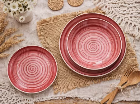 Komplet talerzy na 6 osób (18 el.) Chodzież - City Ślimak Różowy (CT34)