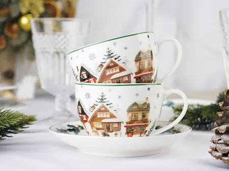 Komplet filiżanek ze spodkami 0,27 l / 15 cm (2 szt.)  Duo - Christmas Village 15.CHV.K2FS