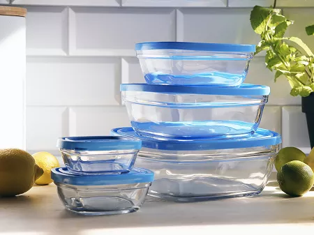 Kpl. 5 pojemników kwadratowych z pokrywkami Duralex - Freshbox 11.DX.FRK.50089