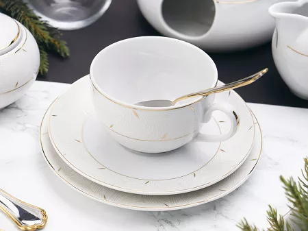 Komplet do kawy / herbaty na 6 osób (18el) Chodzież- Yvonne G896 Kropla Złota